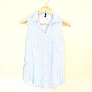 Blue and white stripes button down shirt